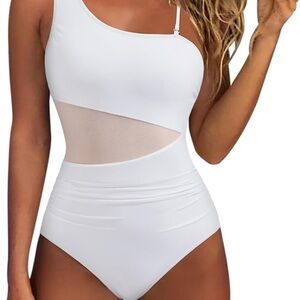 Elegant White One-Shoulder Swimsuit